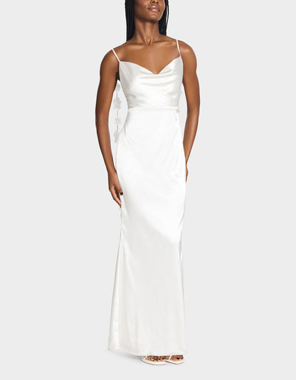 Betsey Johnson Classic - THREAD OF ROSES DRESS WHITE White Maxi Dress with Floral Detailing