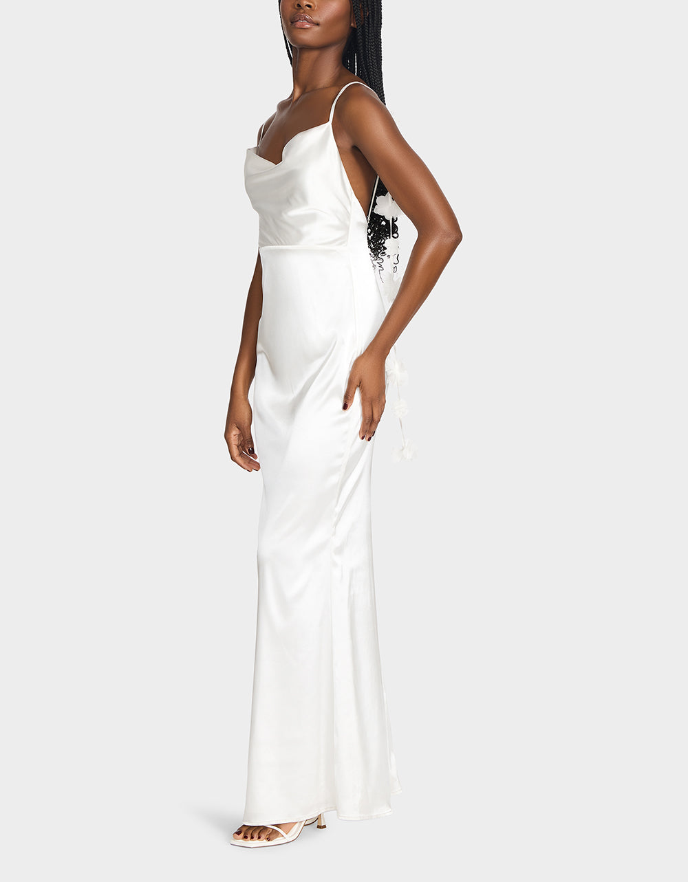 Betsey Johnson Classic - THREAD OF ROSES DRESS WHITE White Maxi Dress with Floral Detailing