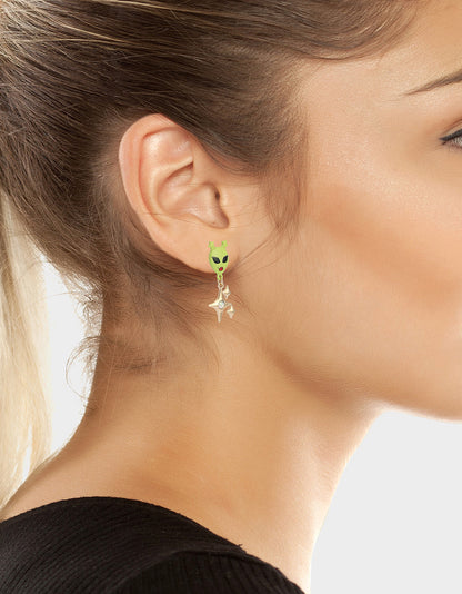 Betsey Johnson Classic - ALIEN MISMATCH DROP EARRINGS Women's Alien Mismatch Heart Star Earrings