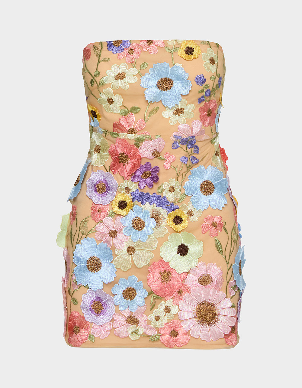 Betsey Johnson Latest - DAISY ME ROLLIN DRESS PASTEL MULTI Women's Floral Print Strapless Mini Dress