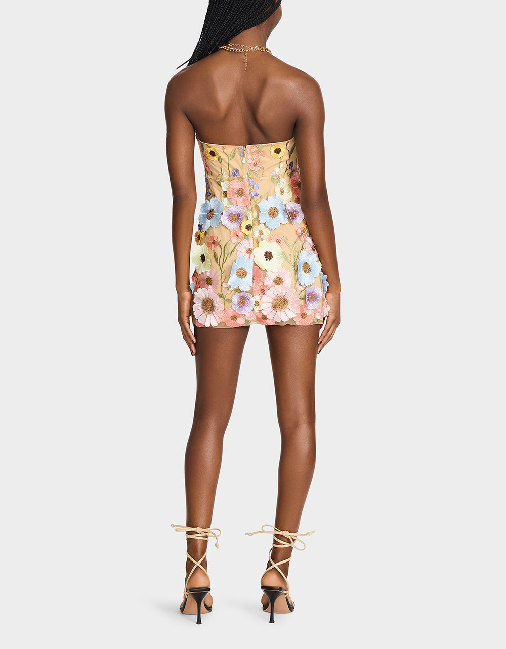 Betsey Johnson Latest - DAISY ME ROLLIN DRESS PASTEL MULTI Women's Floral Print Strapless Mini Dress