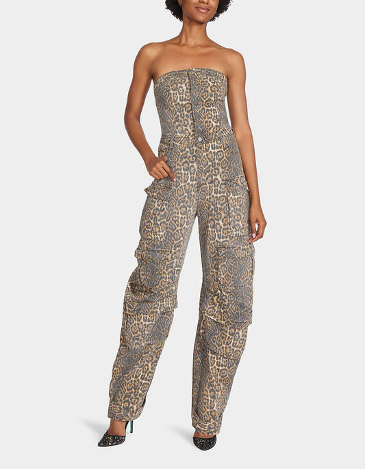 Betsey Johnson New - CARGO JUMPSUIT LEOPARD
