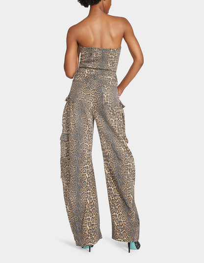 Betsey Johnson New - CARGO JUMPSUIT LEOPARD