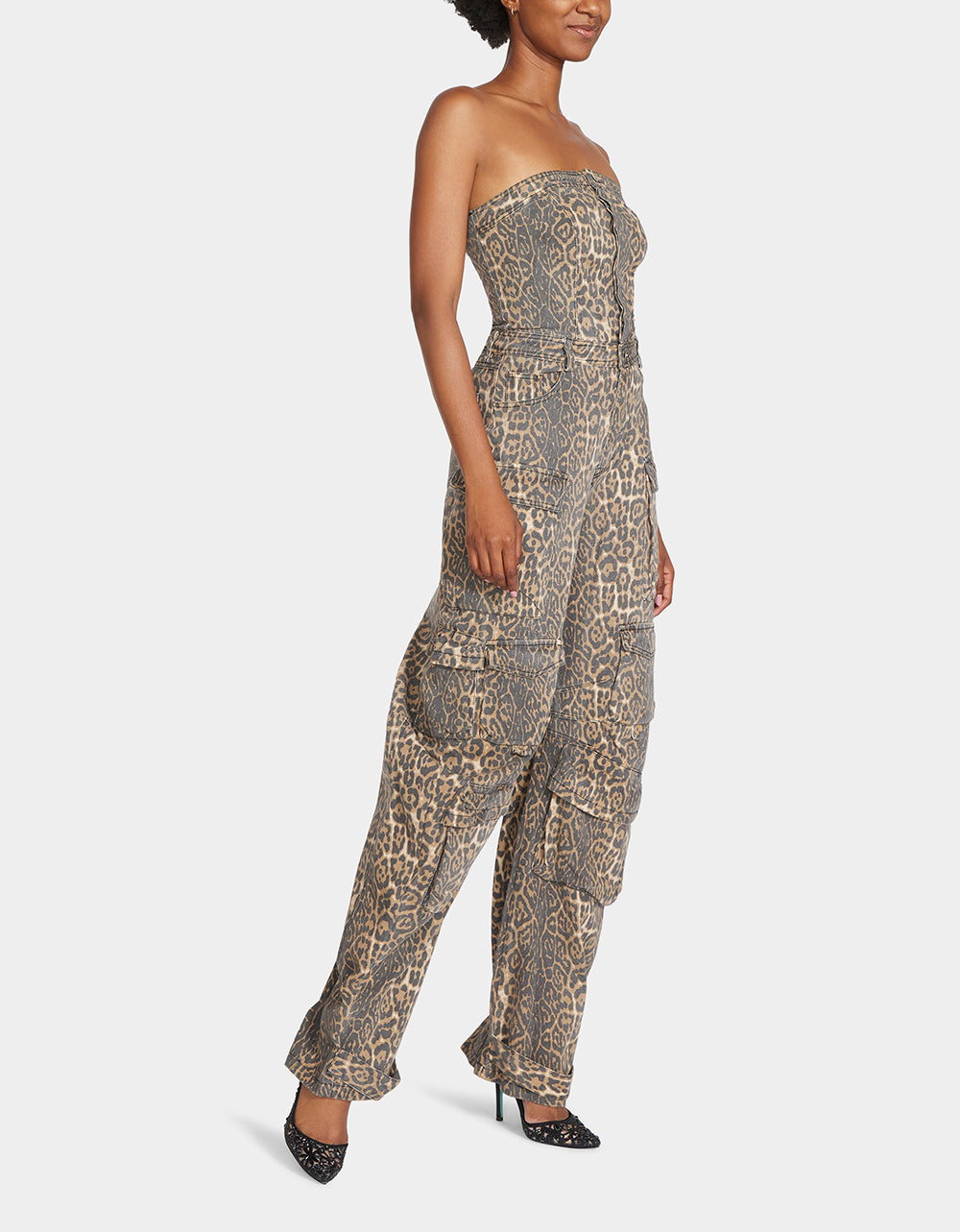Betsey Johnson New - CARGO JUMPSUIT LEOPARD