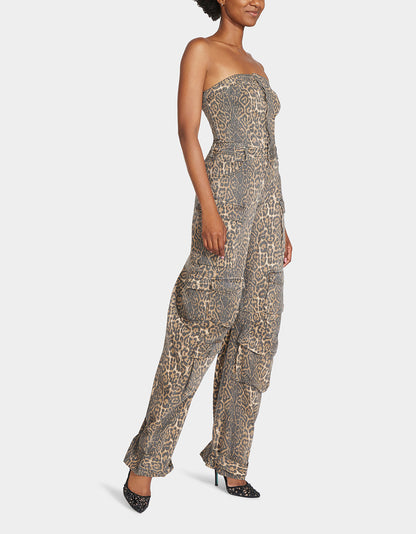 Betsey Johnson New - CARGO JUMPSUIT LEOPARD