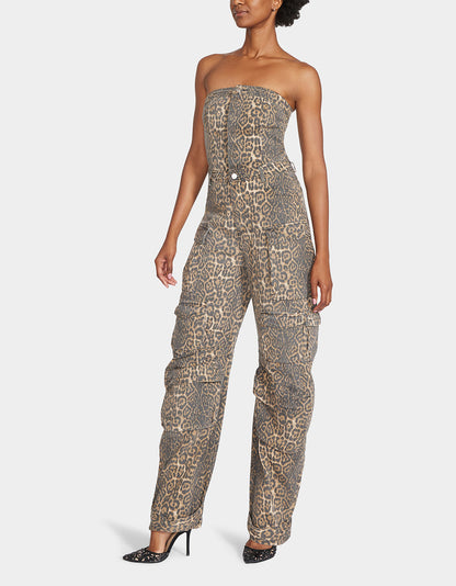 Betsey Johnson New - CARGO JUMPSUIT LEOPARD