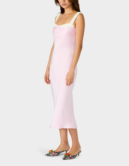 Betsey Johnson Essential - SWEET DAYDREAM DRESS PETAL Women's Pink Midi Dress with Bow