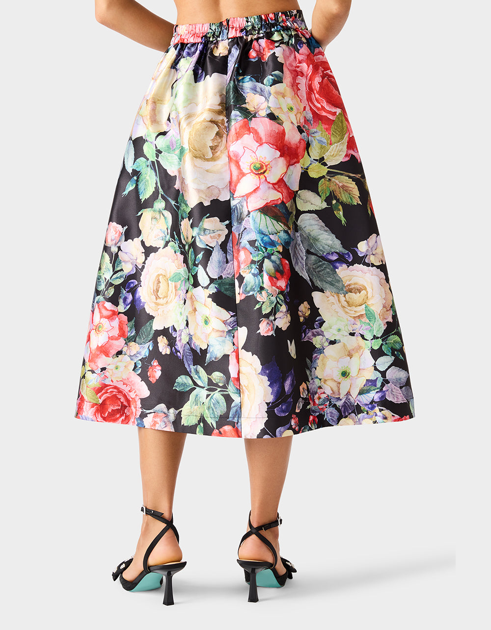 Betsey Johnson Exclusive - BOTANQUE SKIRT BLACK Women's Floral Midi Skirt