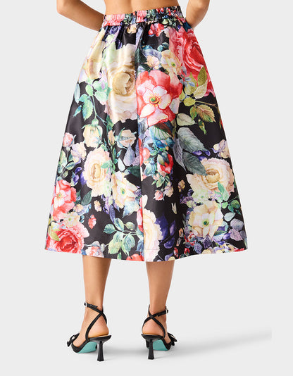 Betsey Johnson Exclusive - BOTANQUE SKIRT BLACK Women's Floral Midi Skirt