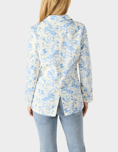 Betsey Johnson Signature - BOYFRIEND BLUE FLORAL BLAZER BLUE Women's Long-Sleeved Floral Print Blazer Jacket