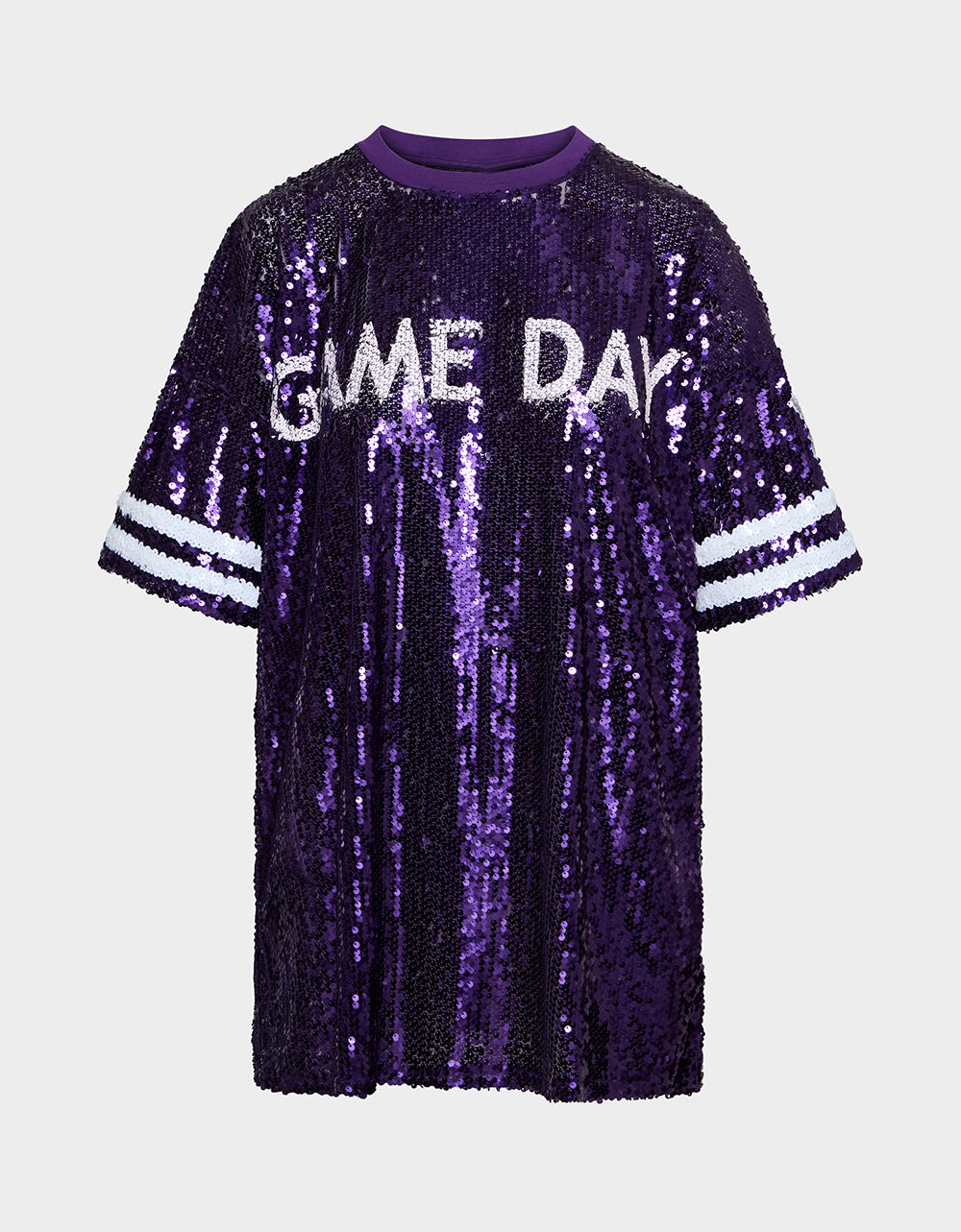 Betsey Johnson Value - GAME DAY JERSEY SEQUIN DRESS PURPLE Women's Sequin Short-Sleeved Dress