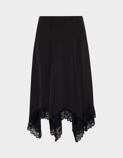Betsey Johnson Special Offer - LACE SLIP MIDI SKIRT BLACK Women's Black Lace Midi Skirt