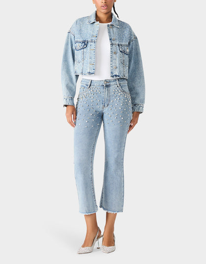 Betsey Johnson Classic - JEWELED JEANS Women's Rhinestone Embellished Denim Jeans