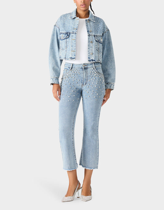 Betsey Johnson Classic - JEWELED JEANS Women's Rhinestone Embellished Denim Jeans