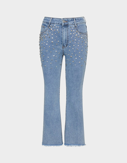 Betsey Johnson Classic - JEWELED JEANS Women's Rhinestone Embellished Denim Jeans