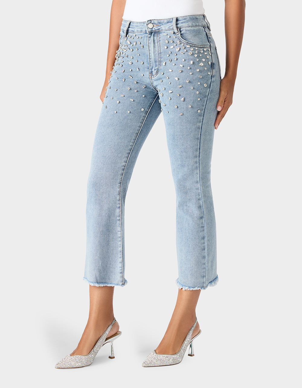 Betsey Johnson Classic - JEWELED JEANS Women's Rhinestone Embellished Denim Jeans