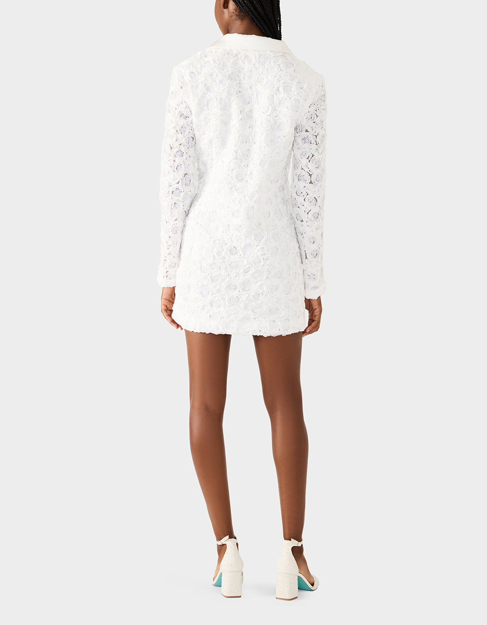 Betsey Johnson Best Seller - ROSETTE BLAZER DRESS WHITE Women's White Blazer Dress with Rose Sequin Details