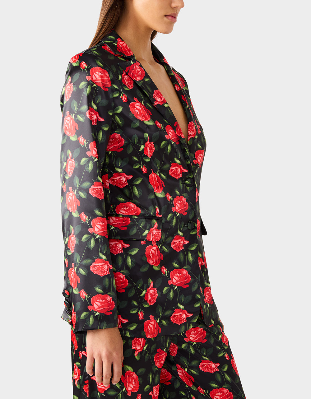 Betsey Johnson Everyday - POWER BLOOM BLAZER BLACK Women's Black Red Floral Blazer