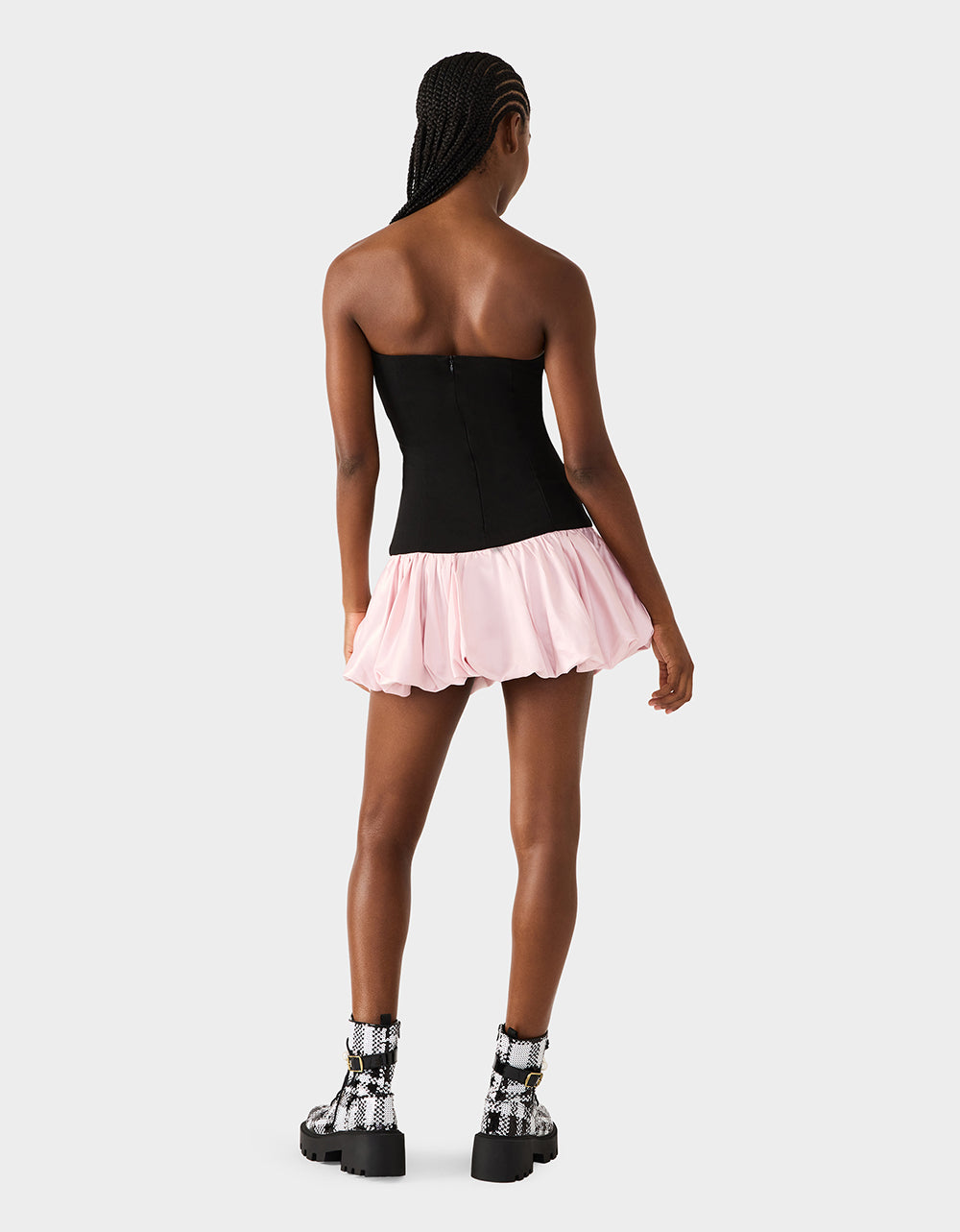 Betsey Johnson Essential - BETSEY'S BOW DRESS BLACK MULTI Women's Strapless Black and Pink Mini Dress