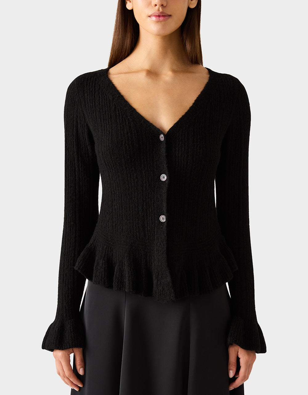 Betsey Johnson Quality - BELLE CARDIGAN BLACK Women's Black V-Neck Button Down Cardigan Sweater