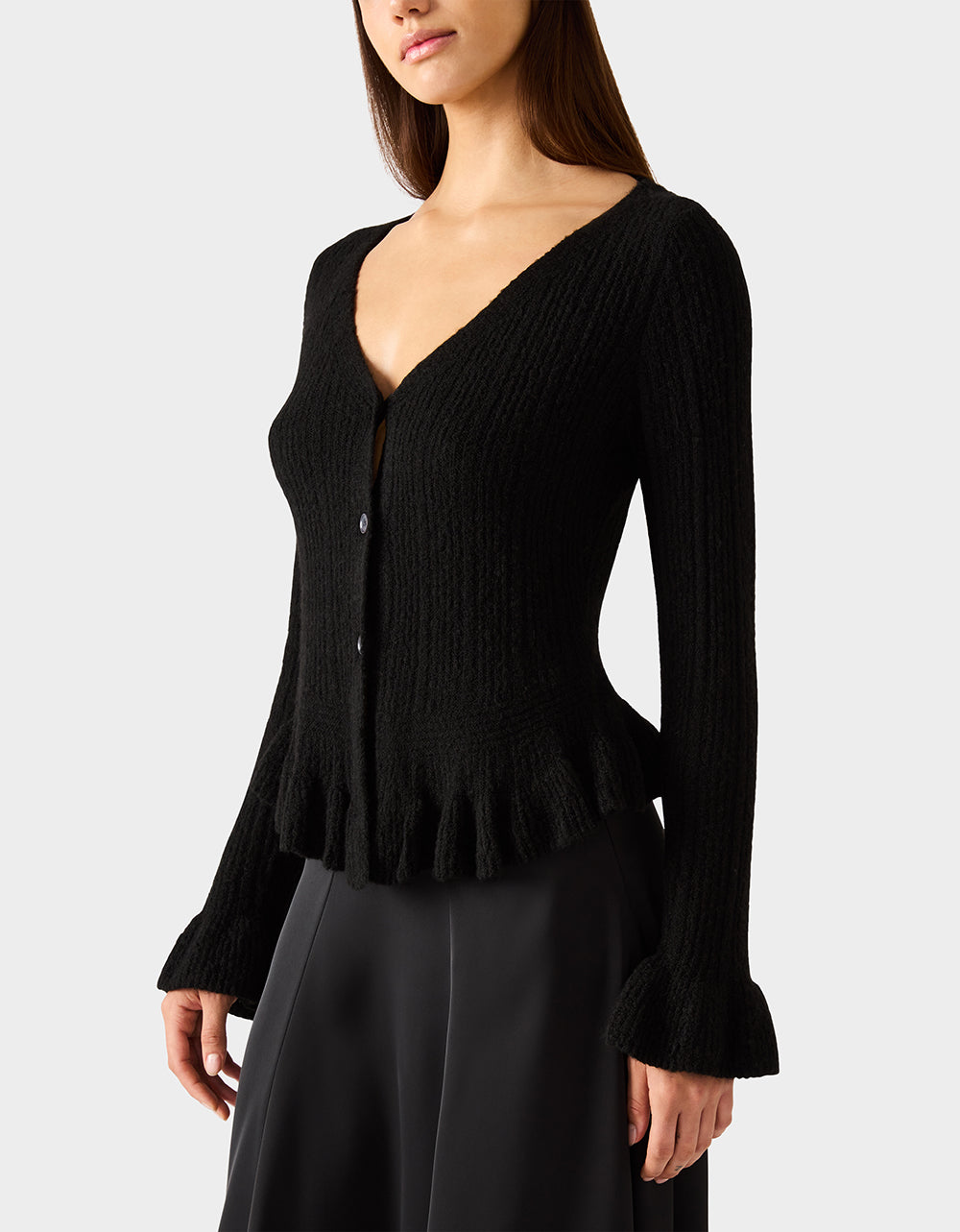 Betsey Johnson Quality - BELLE CARDIGAN BLACK Women's Black V-Neck Button Down Cardigan Sweater