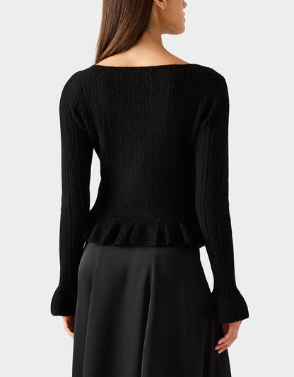 Betsey Johnson Quality - BELLE CARDIGAN BLACK Women's Black V-Neck Button Down Cardigan Sweater
