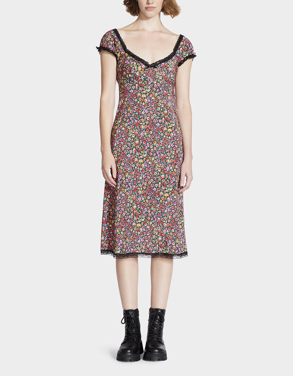 Betsey Johnson Everyday - MALIBU MIDI DRESS BLACK DITSY FLORAL