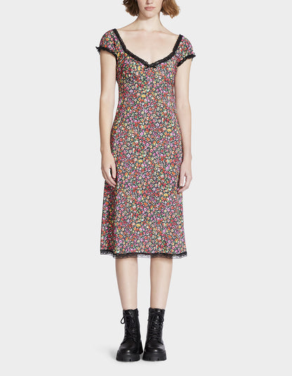 Betsey Johnson Everyday - MALIBU MIDI DRESS BLACK DITSY FLORAL