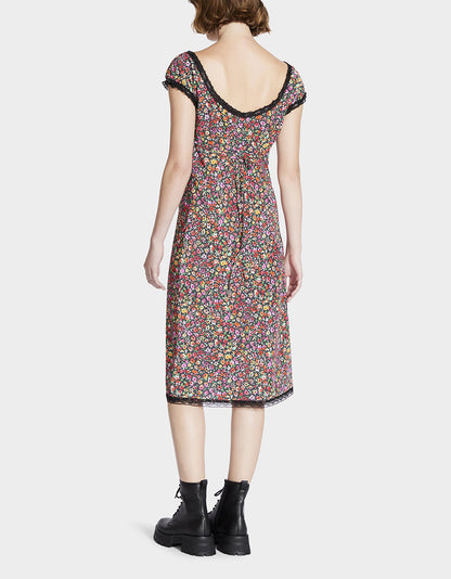 Betsey Johnson Everyday - MALIBU MIDI DRESS BLACK DITSY FLORAL