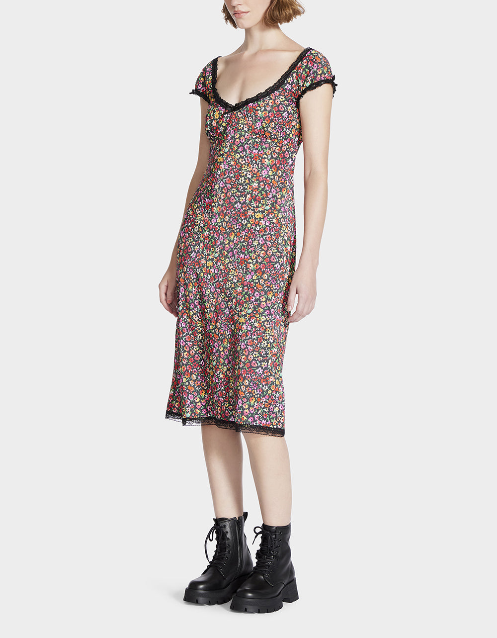 Betsey Johnson Everyday - MALIBU MIDI DRESS BLACK DITSY FLORAL