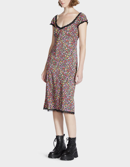 Betsey Johnson Everyday - MALIBU MIDI DRESS BLACK DITSY FLORAL