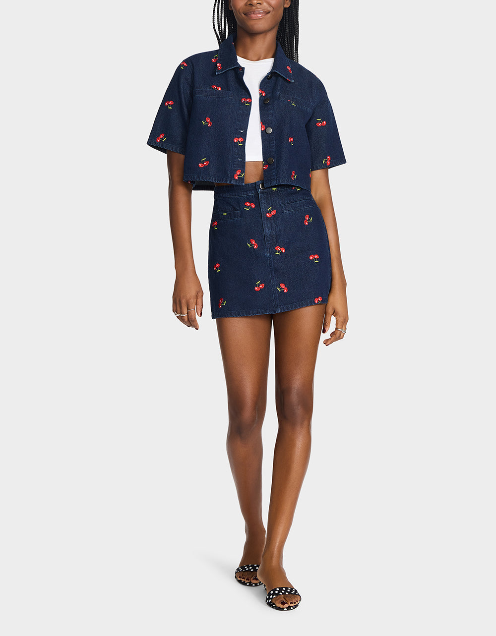 Betsey Johnson Latest - CHERRY ON TOP SKIRT DENIM Women's Denim Mini Skirt