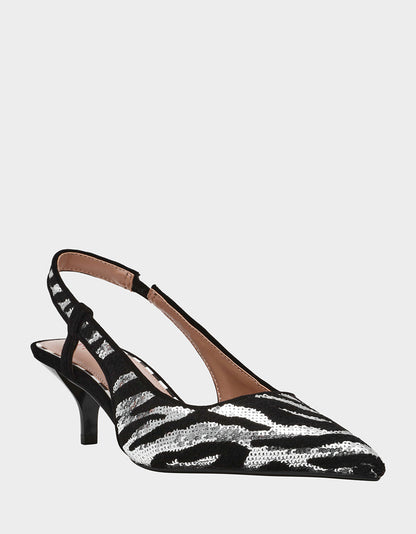 Betsey Johnson Classic - WILLAH BLACK Slingback Kitten Heel