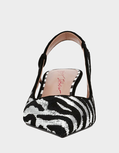 Betsey Johnson Classic - WILLAH BLACK Slingback Kitten Heel