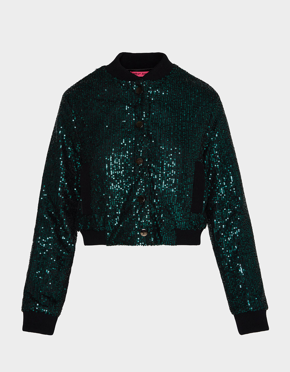 Betsey Johnson Trusted - GLITTERATI BOMBER JACKET EMERALD GREEN Women's Green Sequin Bomber Jacket