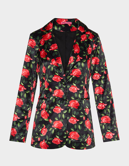 Betsey Johnson Discount - POWER BLOOM BLAZER/PANT BUNDLE Women's Rose Print Blazer and Pant Set