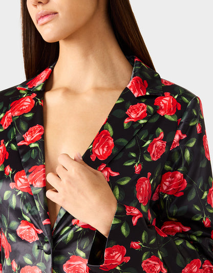 Betsey Johnson Discount - POWER BLOOM BLAZER/PANT BUNDLE Women's Rose Print Blazer and Pant Set