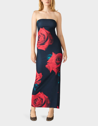 Betsey Johnson Hot Sale - ROSE REVERIE DRESS RED Women's Floral print Maxi Strapless Dress