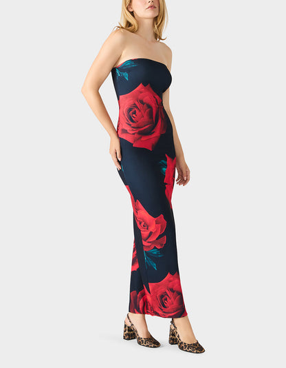 Betsey Johnson Hot Sale - ROSE REVERIE DRESS RED Women's Floral print Maxi Strapless Dress