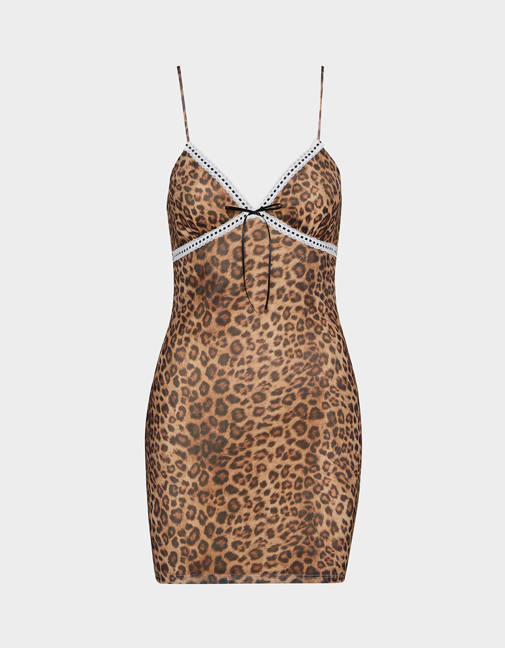 Betsey Johnson Sale - LEOPARD SLIP DRESS LEOPARD Women's Mini Lace Trim Slip Dress