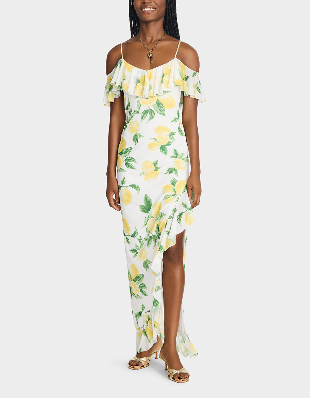 Betsey Johnson Best Price - LIMONCELLO NIGHTS DRESS LEMON Print Flowy Maxi Women's Dress