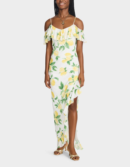 Betsey Johnson Best Price - LIMONCELLO NIGHTS DRESS LEMON Print Flowy Maxi Women's Dress
