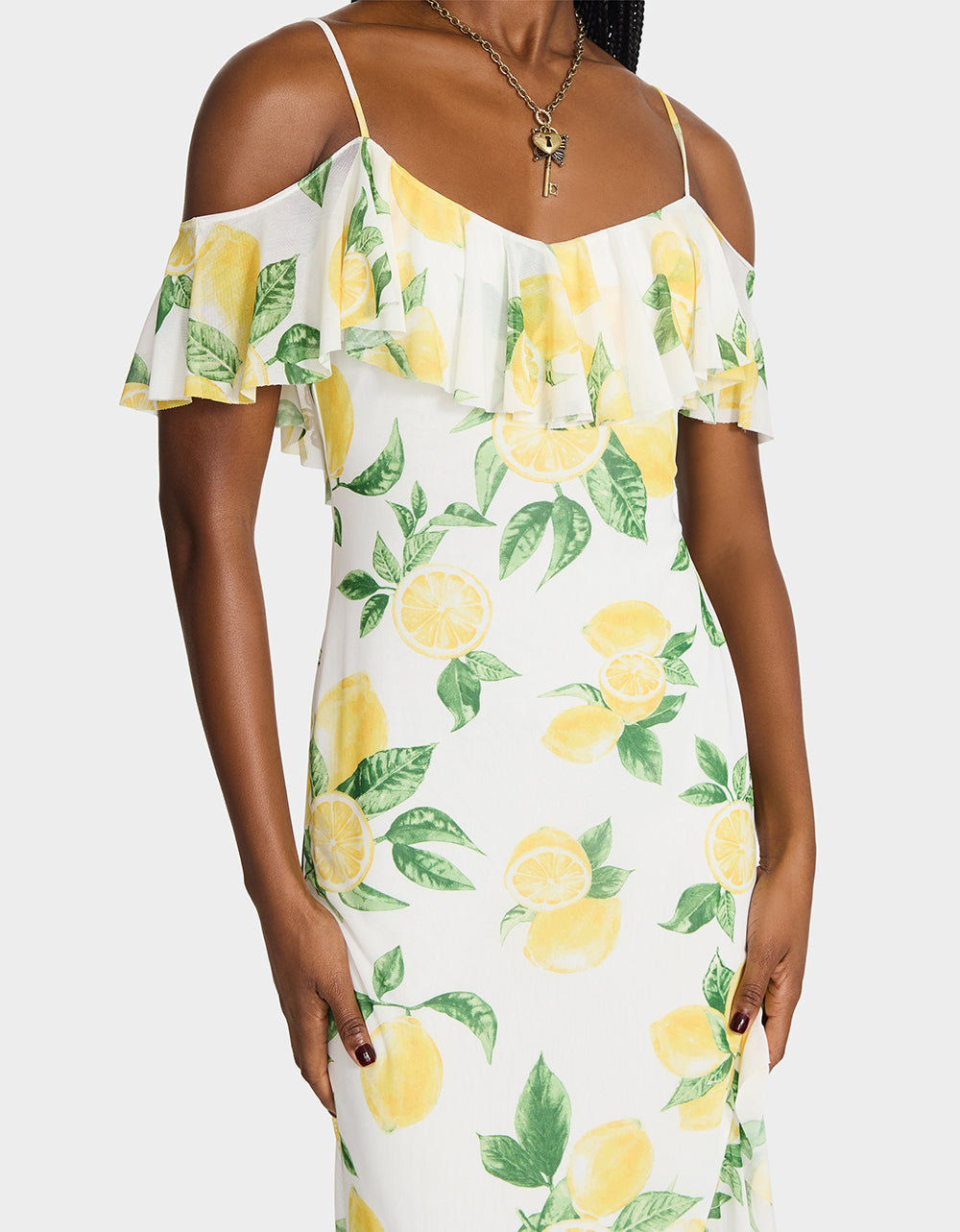 Betsey Johnson Best Price - LIMONCELLO NIGHTS DRESS LEMON Print Flowy Maxi Women's Dress