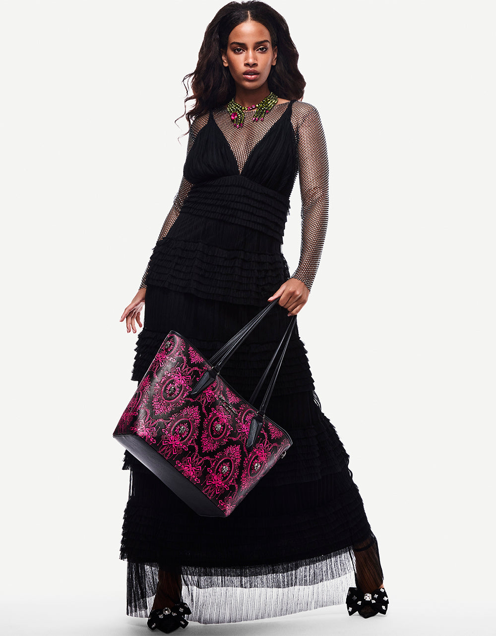 Betsey Johnson Signature - TIERED TULLE GOWN BLACK Women's Maxi Tulle Dress