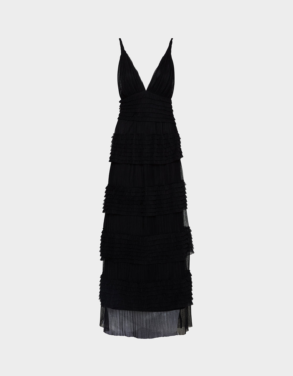 Betsey Johnson Signature - TIERED TULLE GOWN BLACK Women's Maxi Tulle Dress