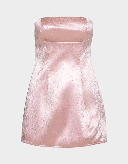 Betsey Johnson Latest - CONTOUR SPARKLE DRESS BLUSH Women's Pink Blush Rhinestone Strapless Mini Dress