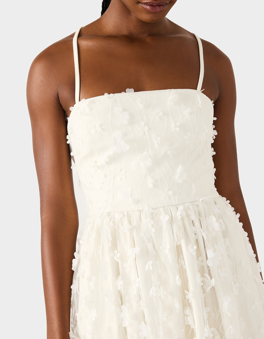 Betsey Johnson Signature - PLEATHER FLORAL MINI OFF WHITE Women's Ivory Floral Mini Dress