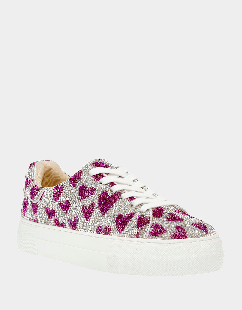 Betsey Johnson Great Value - SIDNY FUCHSIA HEARTS Rhinestone Sneaker