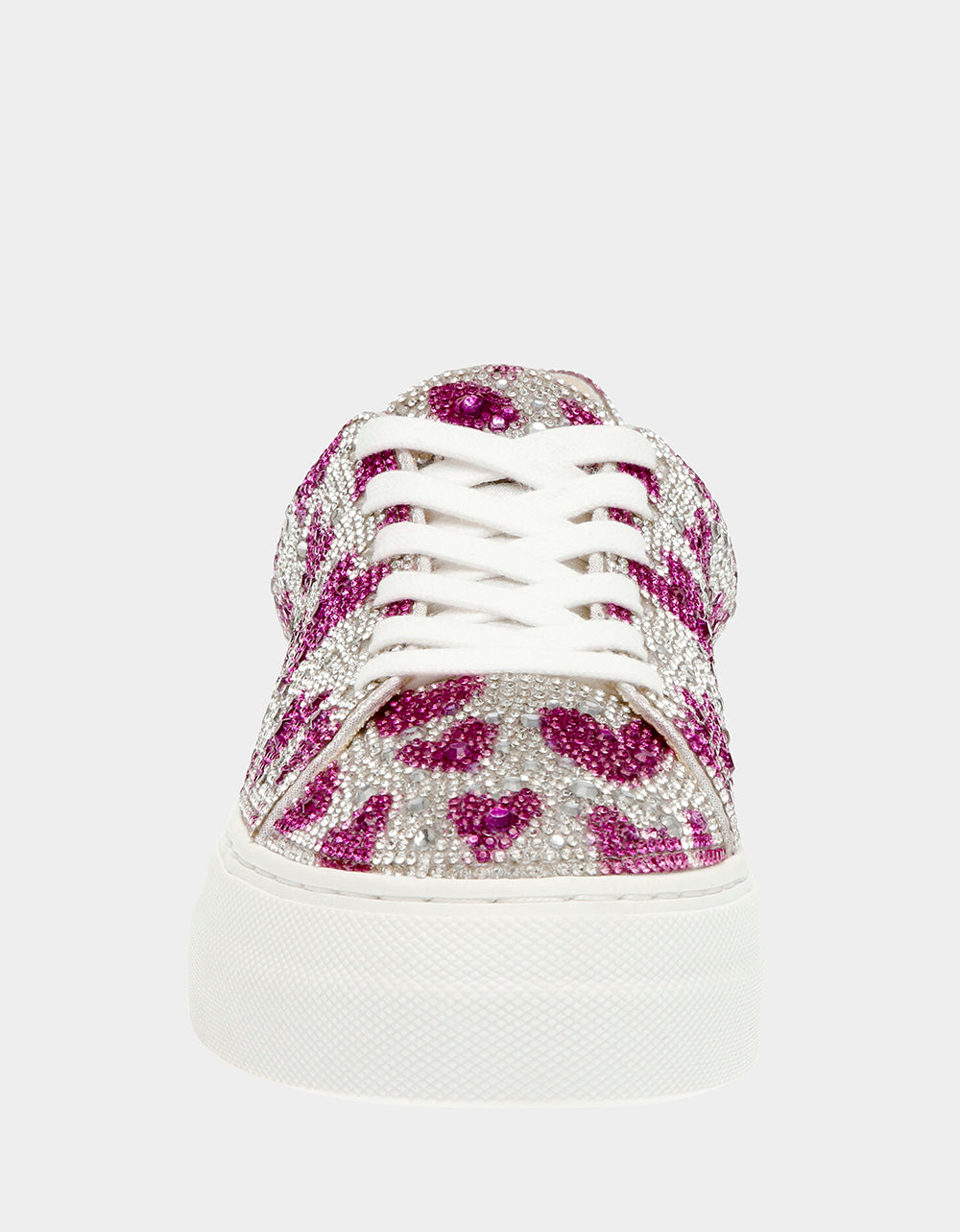 Betsey Johnson Great Value - SIDNY FUCHSIA HEARTS Rhinestone Sneaker