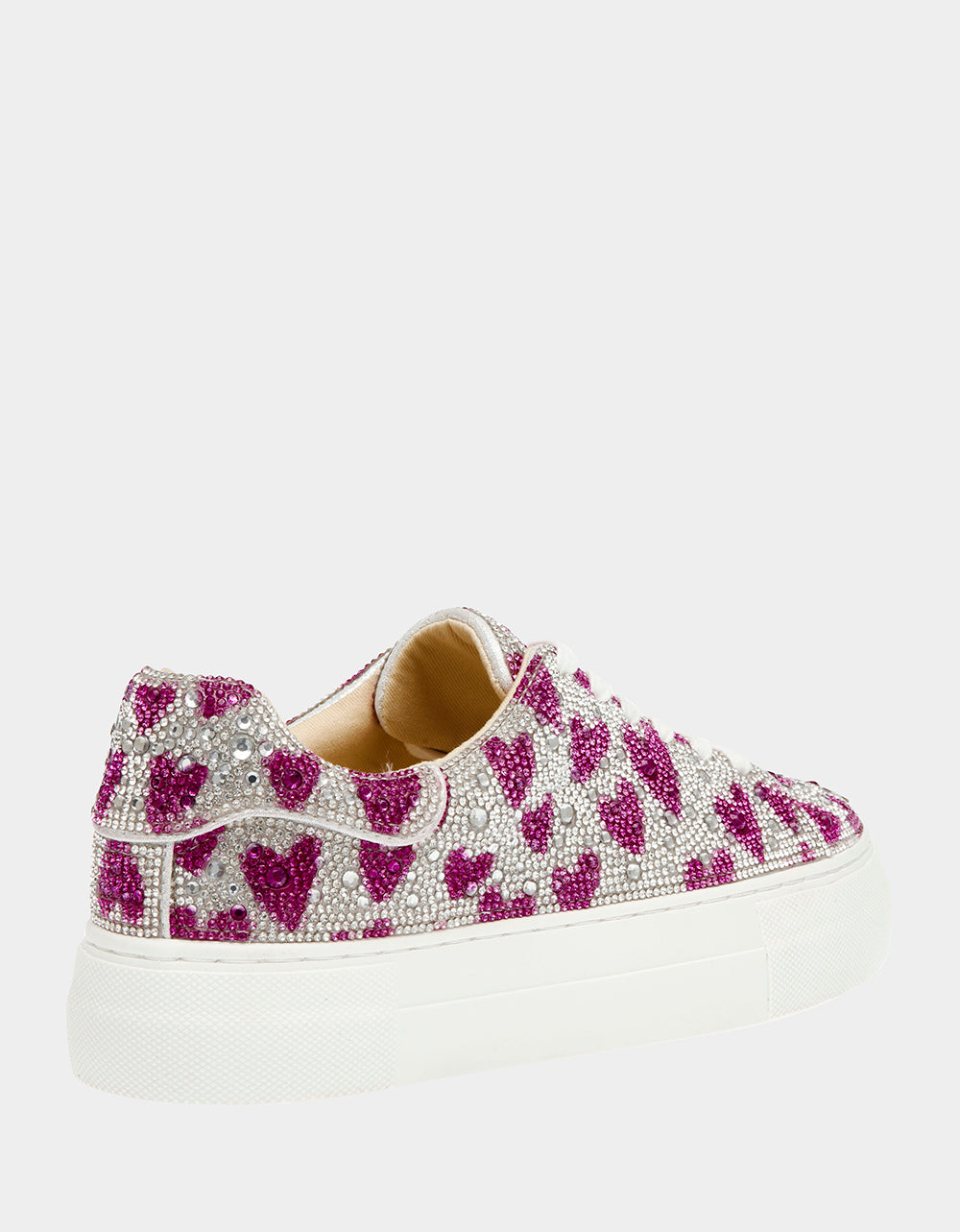 Betsey Johnson Great Value - SIDNY FUCHSIA HEARTS Rhinestone Sneaker